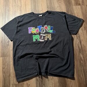 Anvil Football Mom T-Shirt Graphic‎ Print Black Short Sleeve